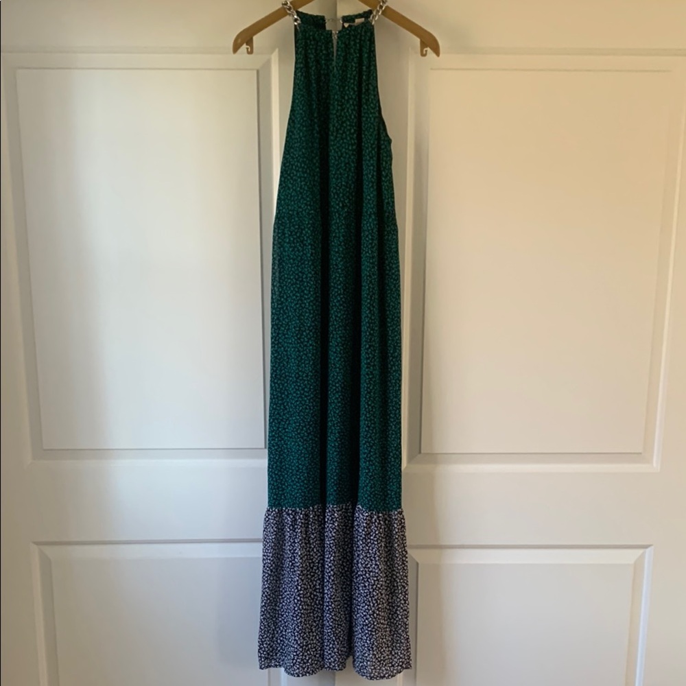 Green and Black Patterned Maxi Dress